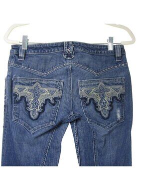 ANTIK Denim Jeans Embellished Boho Low Rise Y2K Festival Western Bootcut 29